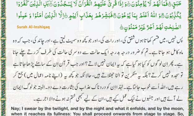 Surah Al-Inshiqaq – Ayah 16-25